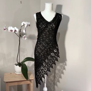 Nicole Bakti black lace asymmetrical top